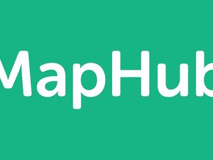 The MapHub logo in white text on a green background, representing the platform's move to become a 100% Google-free service. Google-free platform, from map data to analytics.
