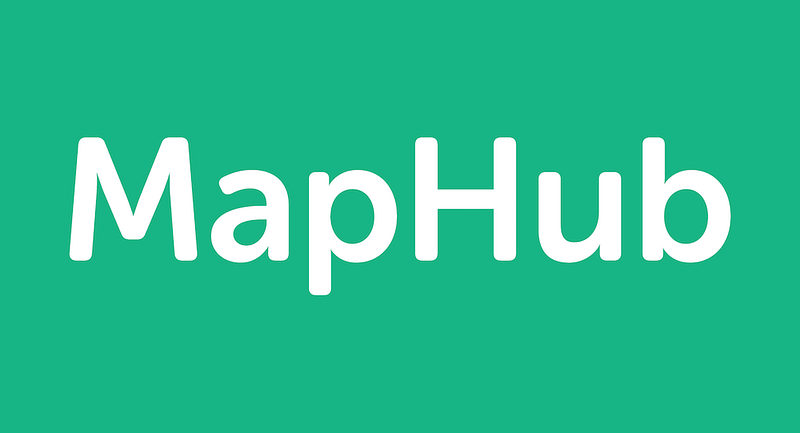 The MapHub logo in white text on a green background, representing the platform's move to become a 100% Google-free service. Google-free platform, from map data to analytics.
