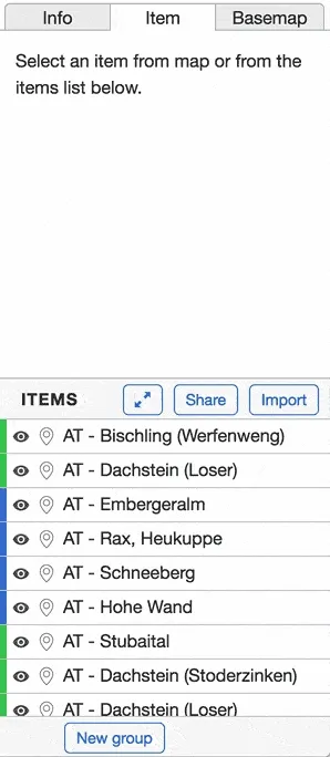 An animated GIF demonstrating how to organize items into groups. It shows a user dragging an item from a list and dropping it onto a ‘New group’ button to create a new group, then adding more items to it.
