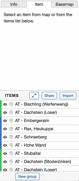 An animated GIF demonstrating how to organize items into groups. It shows a user dragging an item from a list and dropping it onto a ‘New group’ button to create a new group, then adding more items to it.